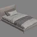 Modern Minimalist Single Bed With Light Gray Upholstered Headboard And Soft Pillows Blankets
