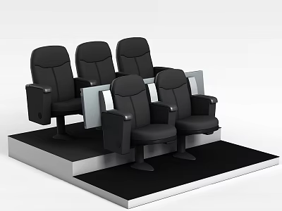 Modern Black Theater Seats Arranged On Platform For Cinema Hall Setup 3d model
