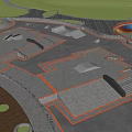 Colorful Circular Running Track Design In Urban Park With Green Surroundings And Pathways