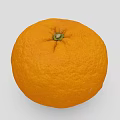 Juicy Ripe Orange With Smooth Bright Orange Skin And Green Stem