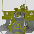 Green Six Wheeled Armored Functional Vehicle With Turret Antenna And Circular Devices