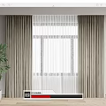 Modern Linen Curtains With Sheer Voile Layer And Potted Plant By Wooden Floor