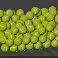 Bright Green Tennis Balls Pile As Sports Equipment For Training And Matches