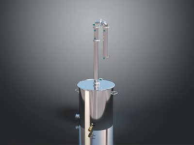 Stainless Steel Equipment with Cylindrical Container Vertical Rod and Connecting Components 3d model