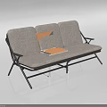 Multi Seat Sofa With Light Gray Fabric Upholstery Black Metal Frame Modern Design