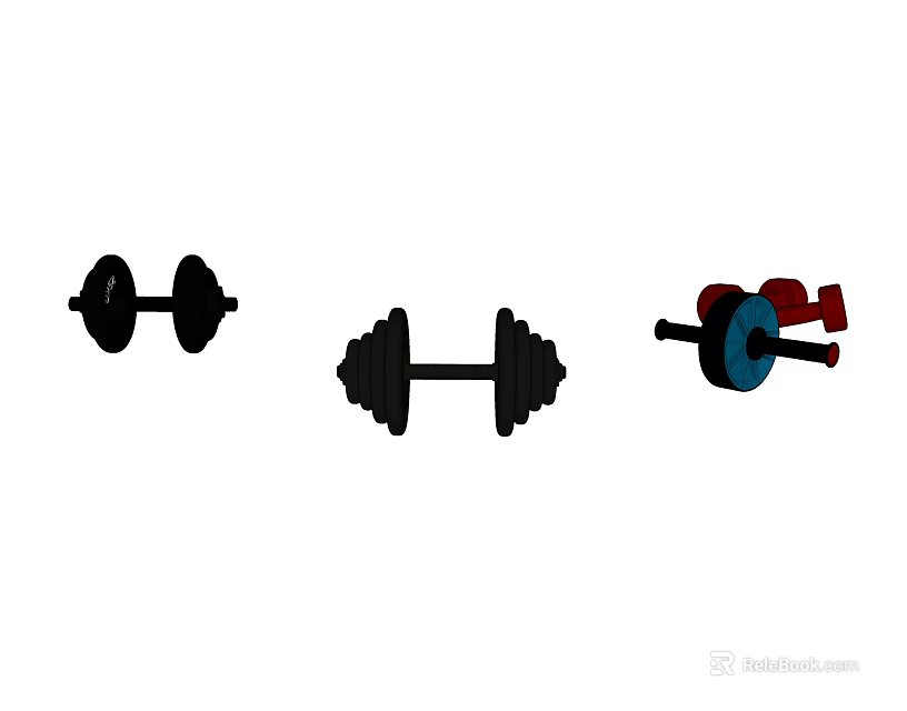 Sports Equipment Dumbbells In Three Different Styles For Gym Fitness Training 3d model 