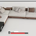 Modern Sectional Sofa With Beige And Brown Upholstery Decorative Pillows And Side Table 3d model