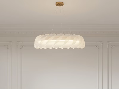 Elegant White Spiral Pendant Light Hanging From Ceiling In Modern Interior With White Walls 3d model