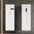 Two White Vertical Life Brand Appliances With Digital Screens And Buttons