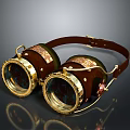 Steampunk Weapon Goggles With Brass Accents And Leather Strap Design
