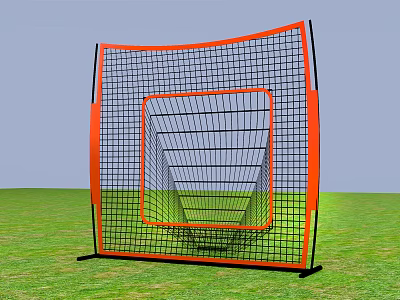 Orange And Black Frame Football Training Goal Net For Soccer Shooting Practice On Green Grass 3d model