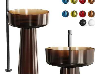 Modern Brown Pedestal Washbasin With Stylish Design And Multiple Color Options 3d model