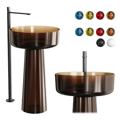 Modern Brown Pedestal Washbasin With Stylish Design And Multiple Color Options 3d model