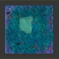 Cartoon Colorful Forest Scene With Square Area Blue Pond Green Vegetation And Red Trees