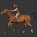 Person Wearing Traditional Feather Headdress Riding Brown Horse In Motion