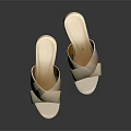 Comfortable Beige Slippers with Cross Strap Design and White Non Slip Sole