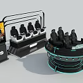 Modern Circular VR Experience Seats With Multiple Black Chairs And Display Screen 3d model