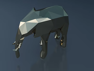 Artistic Geometric Animal Sculpture With Polygonal Design And Shiny Metallic Finish 3d model