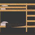 Light Wood Bunk Bed with Safety Guardrails Ladder and Gray Mattresses