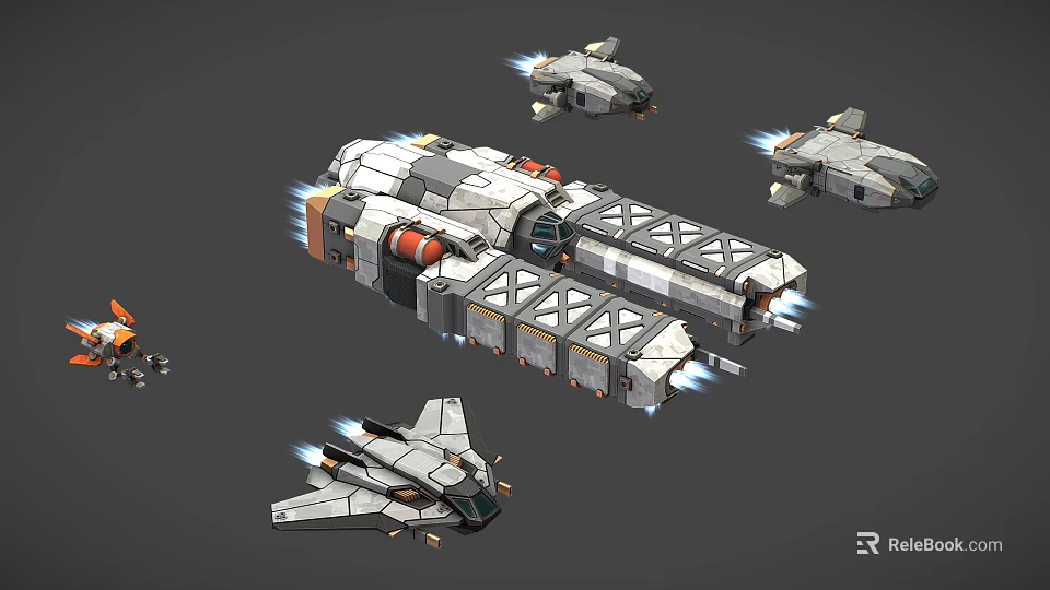 Sci Fi Spacecraft 3D Models With Various Designs Thrusters And Detailed Structures 3d model