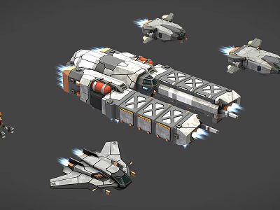 Sci Fi Spacecraft 3D Models With Various Designs Thrusters And Detailed Structures 3d model