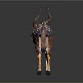 Nyala Antelope With Purple Body White Stripes Orange Legs And Curved Horns