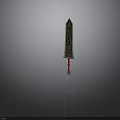 Ornate Decorative Sword with Intricate Patterns Red Hilt and Silver Base