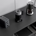 Modern Kitchen Setting With Dark Countertop Featuring Toaster Electric Kettle And Coffee Maker 3d model