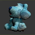 Cute Blue Plush Dog Doll With Big Ears Blue Nose And Red Mouth