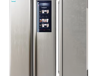 Modern Stainless Steel Refrigerator Freezer With Double Door And Digital Display Design 3d model