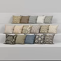 Decorative Pillows With Various Patterns Colors And Unique Textile Designs For Home 3d model