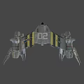 Sci Fi Spaceship Game Movie Character With Metallic Body And Multiple Engines