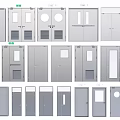 Various Gray Door Designs With Different Glass Panels And Multiple Styles 3d model