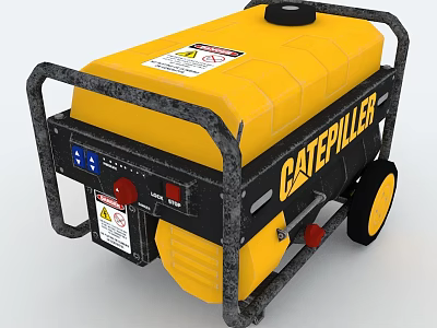 Caterpillar Yellow Mechanical Equipment With Black Frame Wheels Control Panel And Warning Labels 3d model