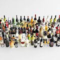 Assorted Wine Bottles and Glasses Collection with Diverse Styles on