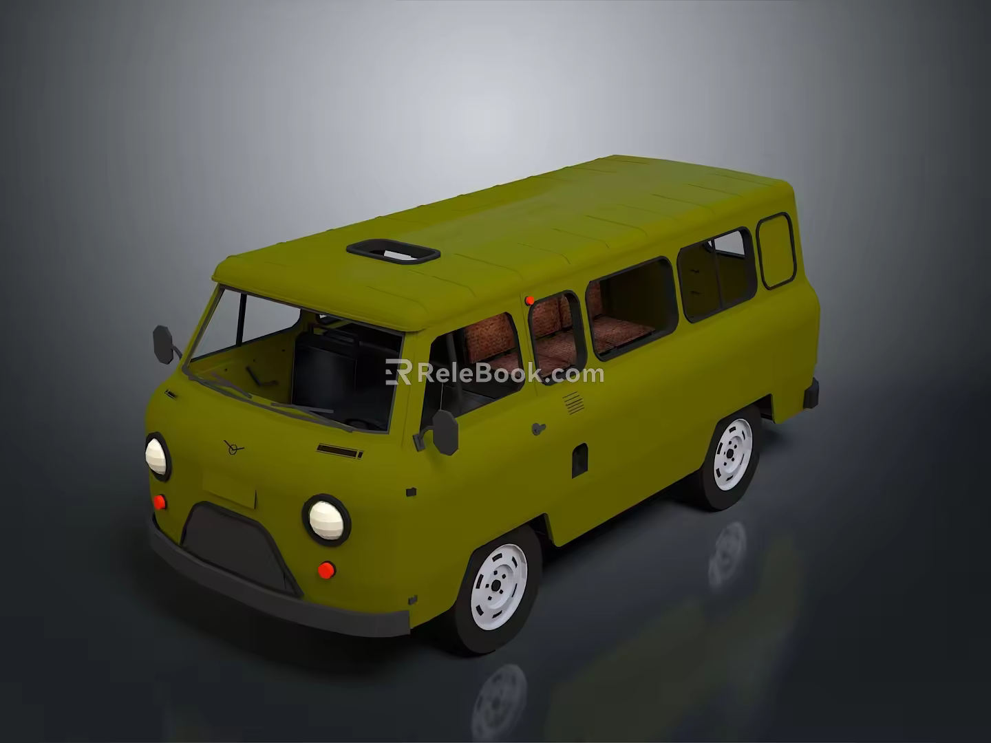 minibus minivan driverless bus school bus van box car 3d model