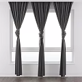 Dark Colored Curtains With Tiebacks On White Frame Window In Modern Room