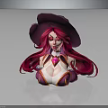 Witch Character With Long Pink Hair Purple Hat And Heart Gem