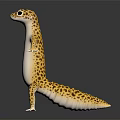 Cute Standing Lizard With Yellow White Spots On Dark Reflective Surface 3d model