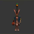 Cute 3D Rabbit Character With Long Ears Backpack And Carrot Propeller