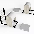 Sports Equipment With Wooden Panels Black Metal Frames And Gray Mats For Home Fitness