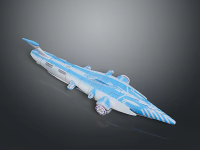 Futuristic Aerospace Spacecraft With Streamlined Blue And White Design For Space Exploration 3d model