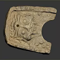 Ancient Architectural Stone Component With Intricate Carving And Decorative Patterns