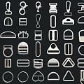 Comprehensive Collection of Assorted Metal Accessories in Various Shapes on Black Background