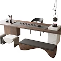 Tea Table and Chair Combination Stool Tea Table Tea Set 3d model