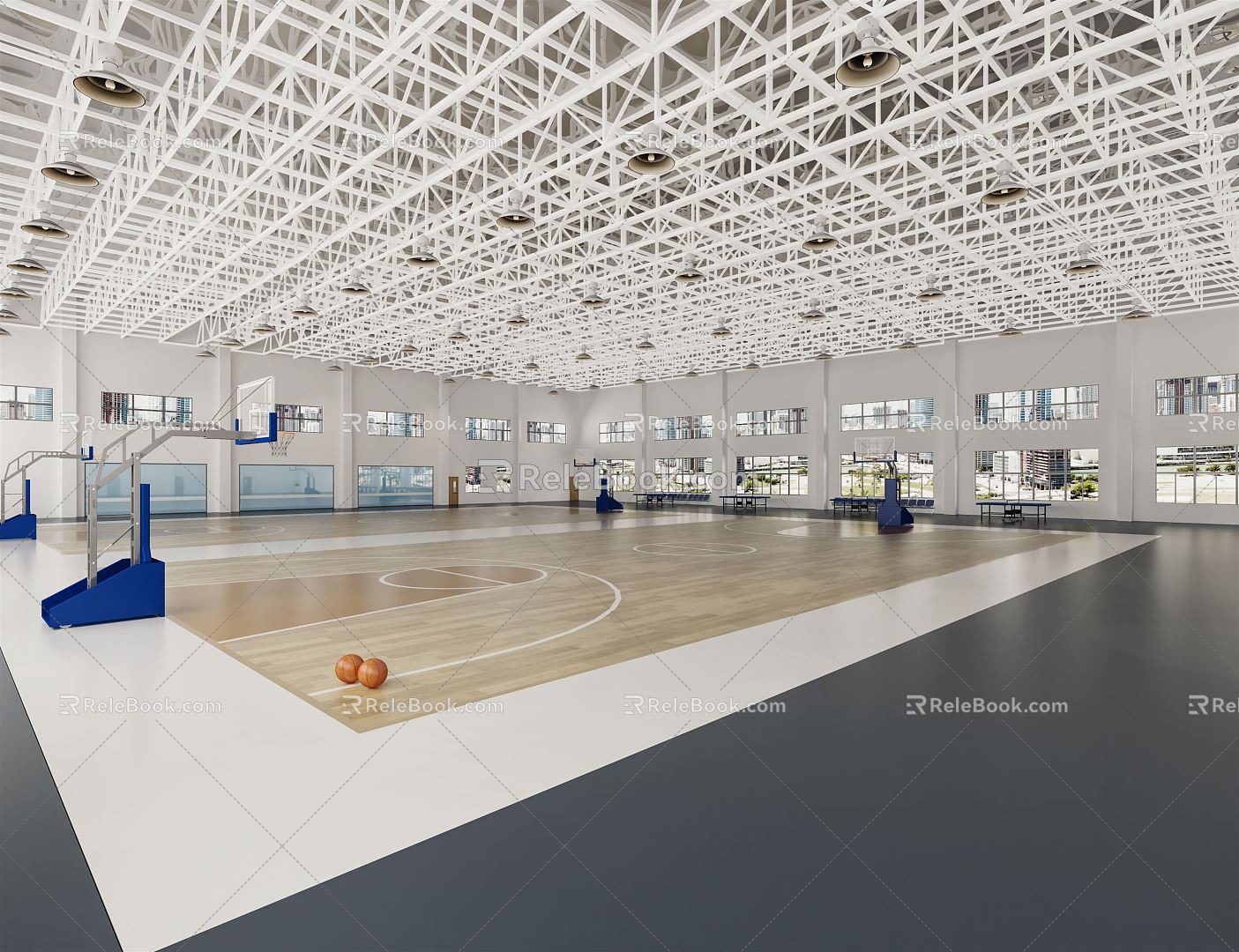 modern basketball hall basketball court 3d model