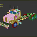 Silver Heavy Duty Truck With Flatbed Chassis Roof Warning Lights Reflective Surface And Multiple Wheels