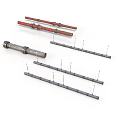 Industrial Red Coated Metal Pipes And Strip Tools With Nails In Different Lengths