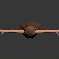 3D Anime Character With Long Brown Hair In Black Leotard Arms Outstretched