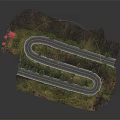 Scenic Winding Mountain Road With Trees And Distant Mountain Landscapes
